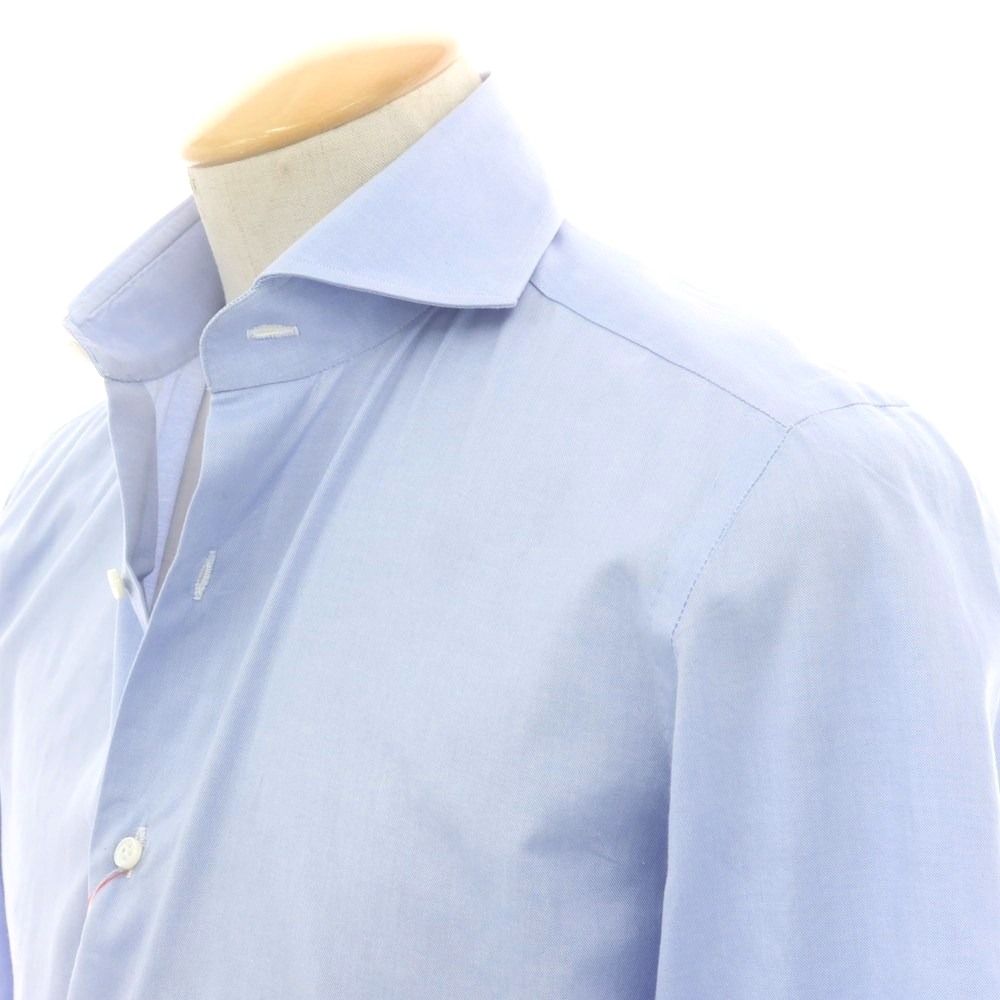 ルイジ ボレッリ Luigi Borrelli コットン ホリゾンタル ドレスシャツ ライトブルー サイズ38 メンズ