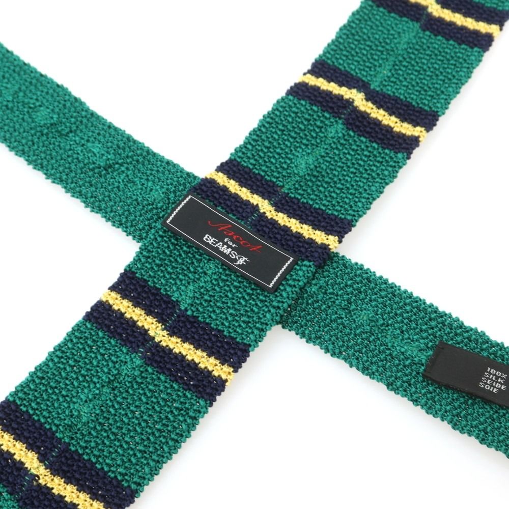 中古】アスコット ASCOT BEAMS F別注 シルク ボーダー柄 ニットタイ