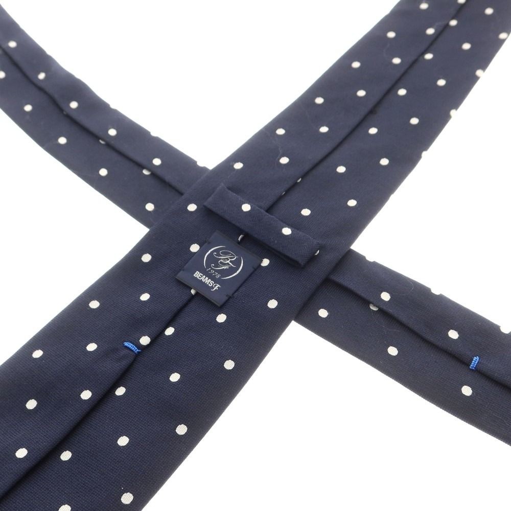 美品ドレイクス ビームスエフ ネクタイ ネイビー ホワイト 無地