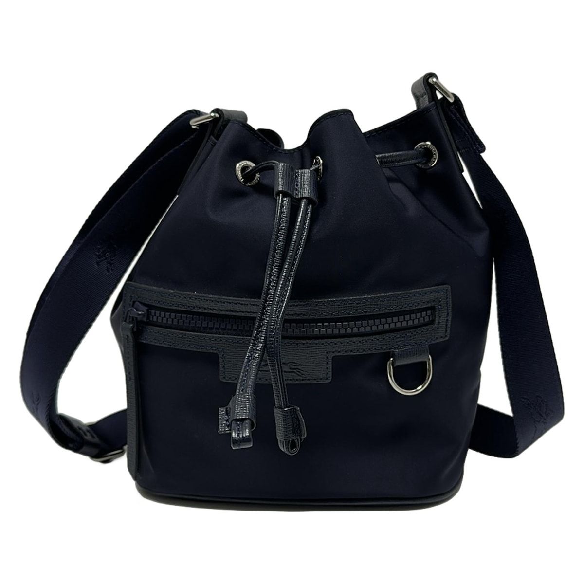 LONGCHAMP(ロンシャン) ショルダーバッグ - ネイビー 巾着型 レザー 
