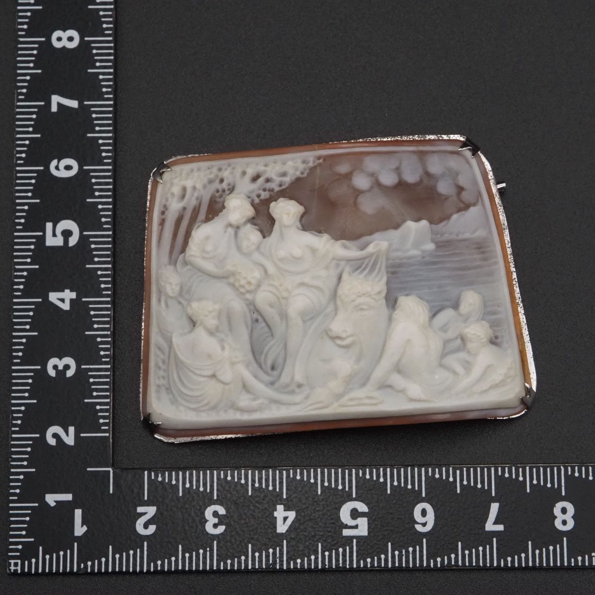 J477 シェルカメオ 作家サイン有 SILVER S.EXTRA CAMEO刻印 ブローチ