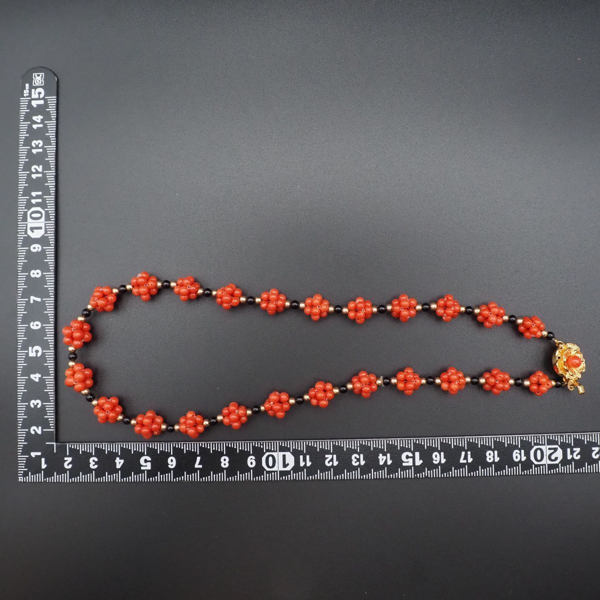 J888 赤珊瑚 サンゴ SILVER刻印 ネックレス ゴールド デザイン