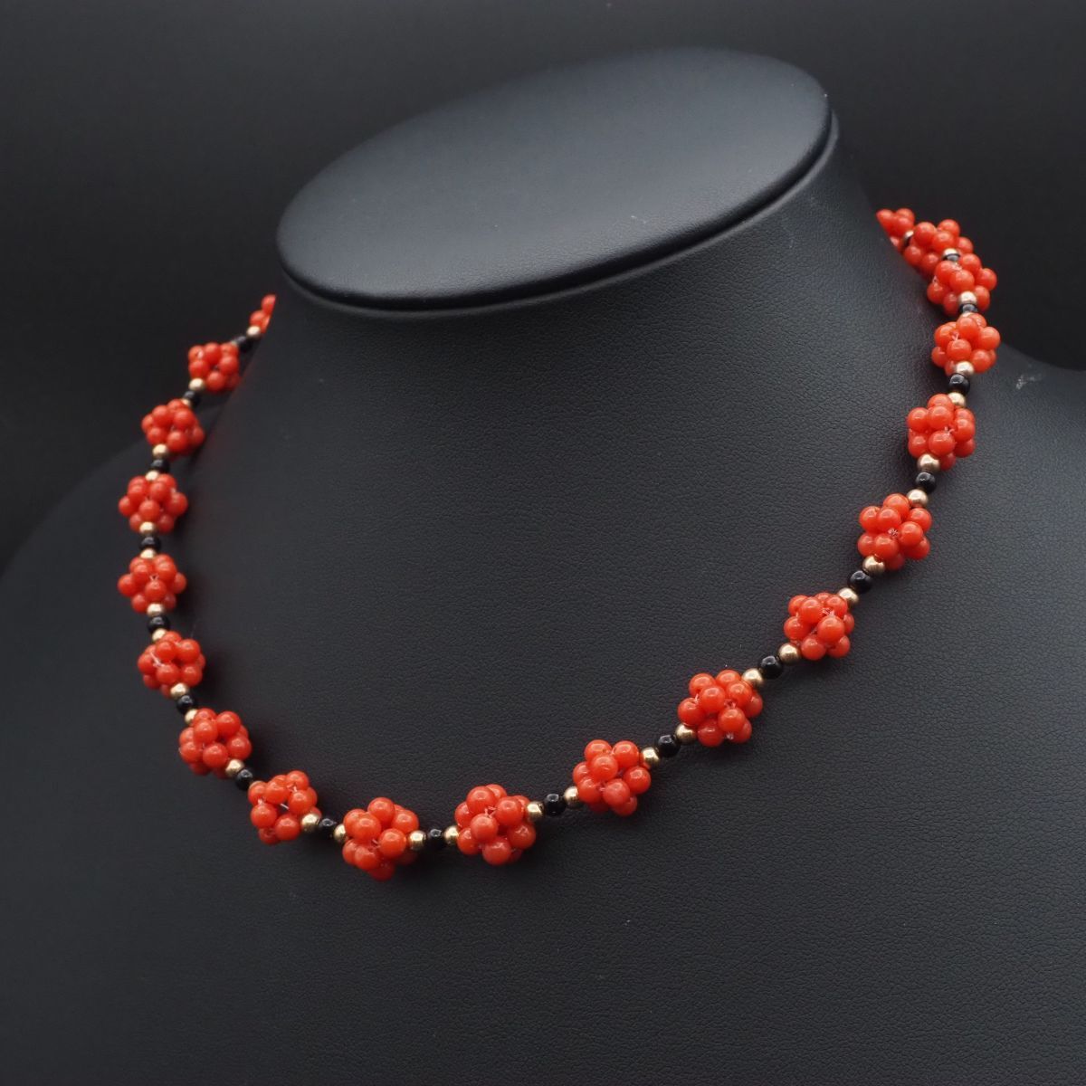 J888 赤珊瑚 サンゴ SILVER刻印 ネックレス ゴールド デザイン