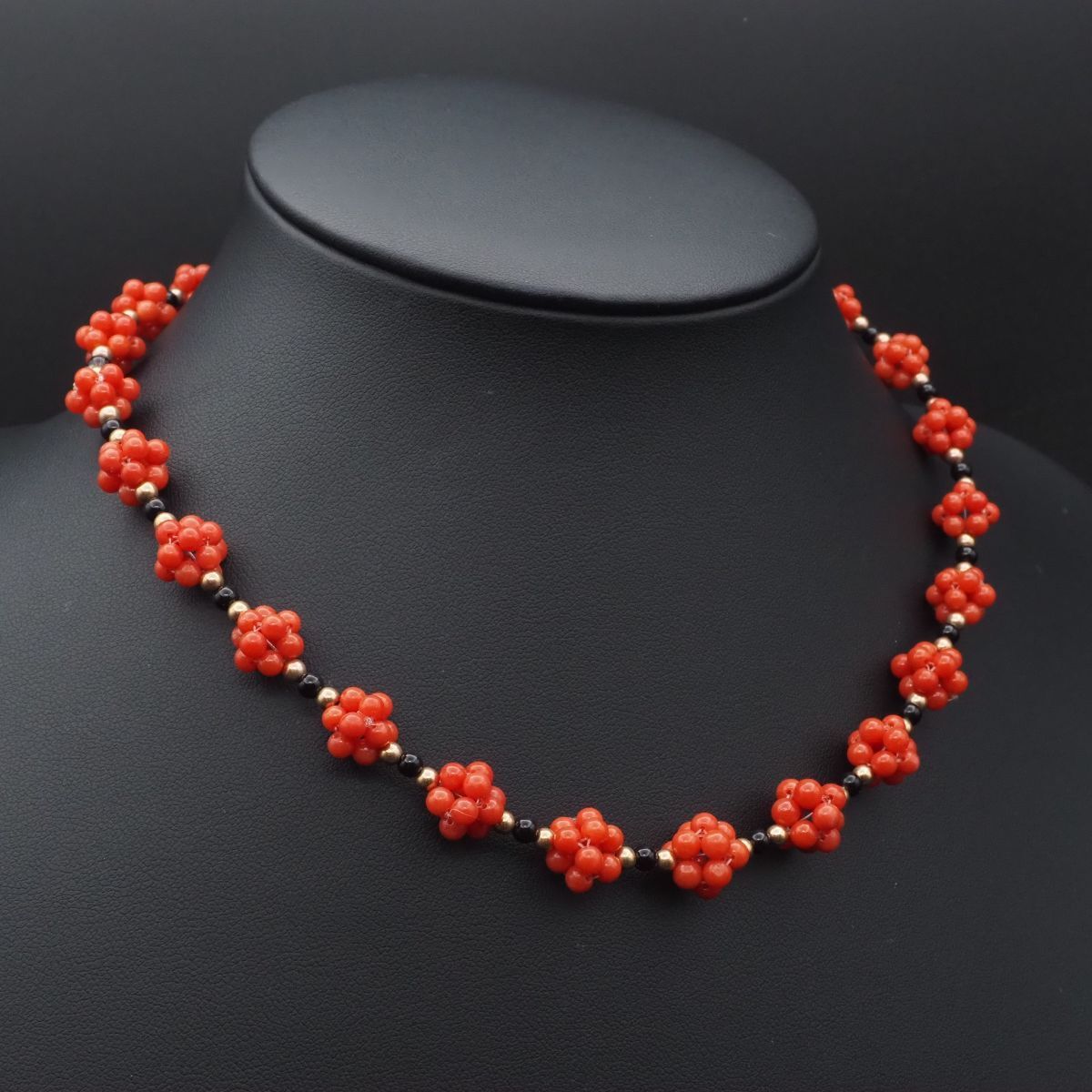 J888 赤珊瑚 サンゴ SILVER刻印 ネックレス ゴールド デザイン