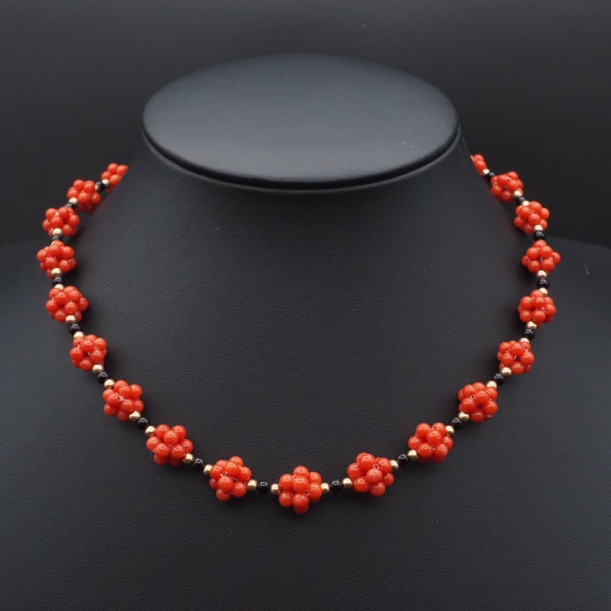 J888 赤珊瑚 サンゴ SILVER刻印 ネックレス ゴールド デザイン