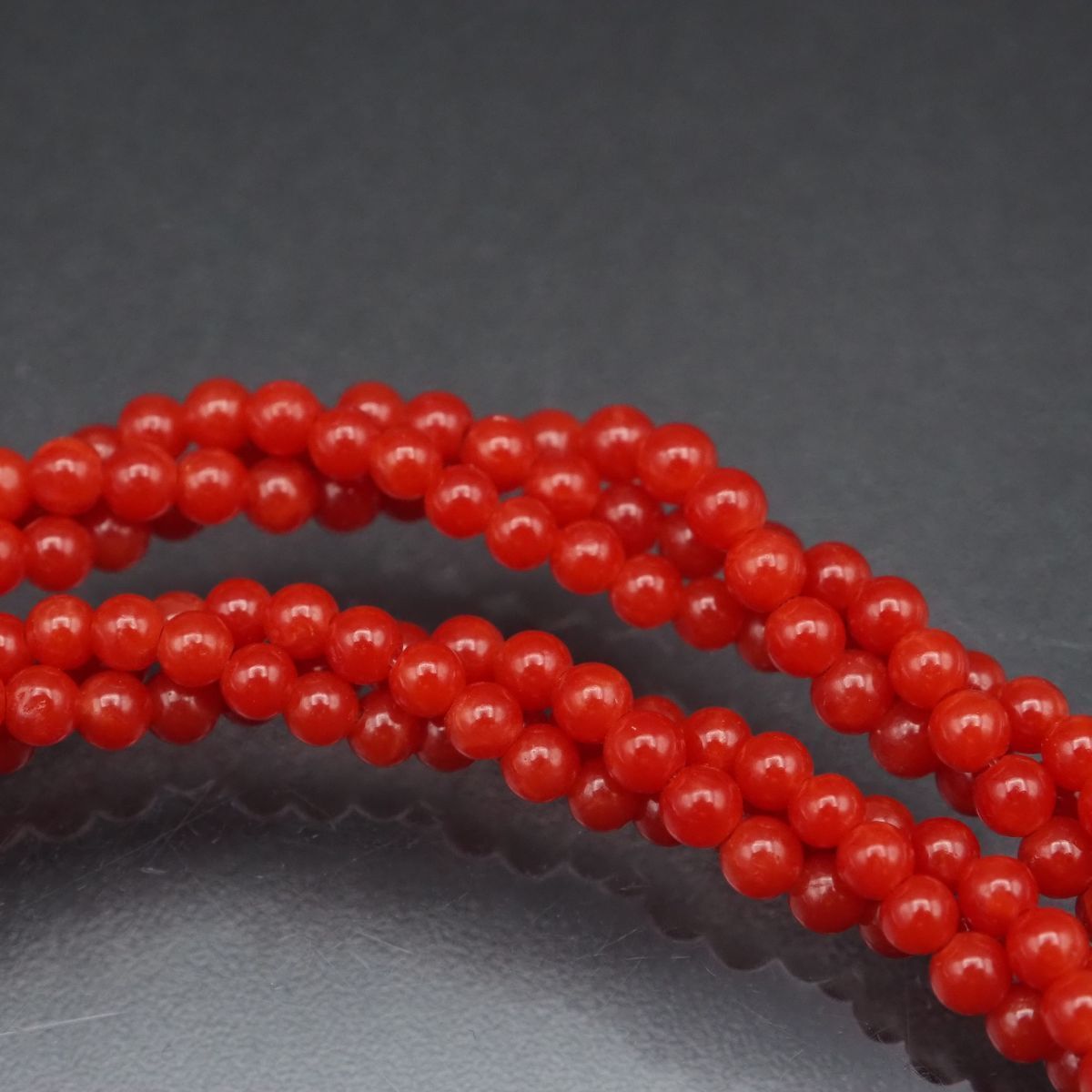 J873 赤珊瑚 サンゴ SILVER刻印 ネックレス 3連 デザイン シルバー 3月