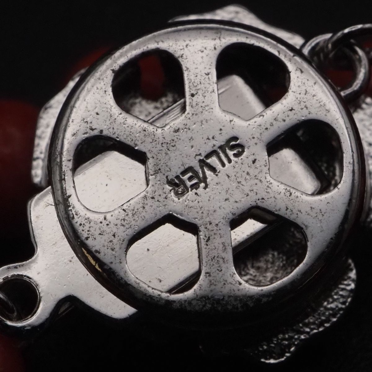 J858 赤珊瑚 サンゴ SILVER刻印 ネックレス デザイン シルバー 3月