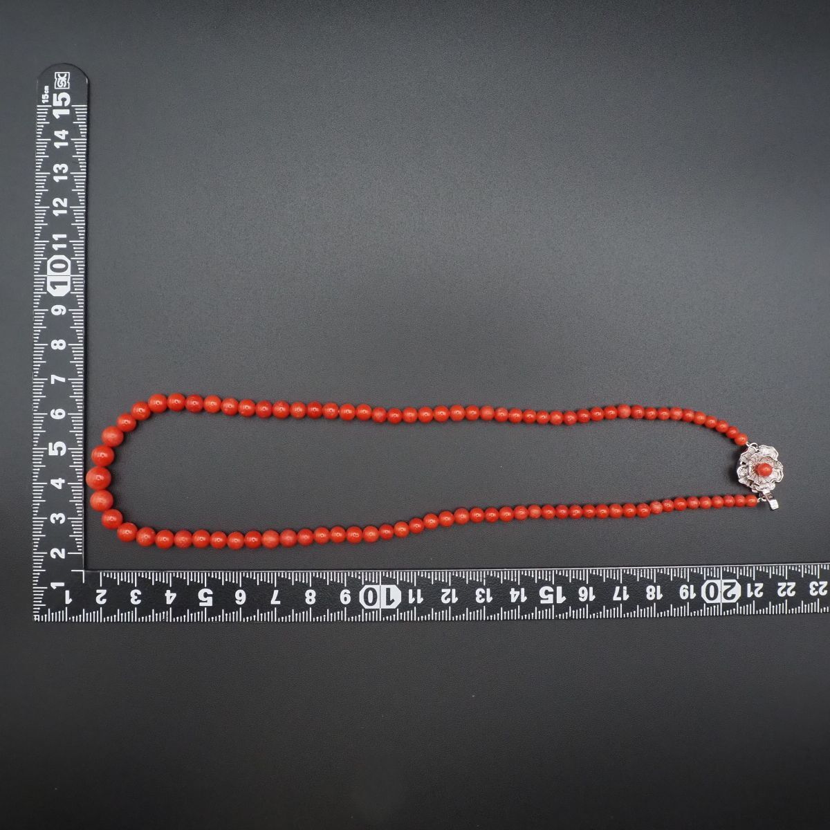 赤珊瑚 サンゴ ネックレス silver 刻印 あり J858 赤珊瑚 サンゴ SILVER刻印 ネックレス デザイン シルバー 3月