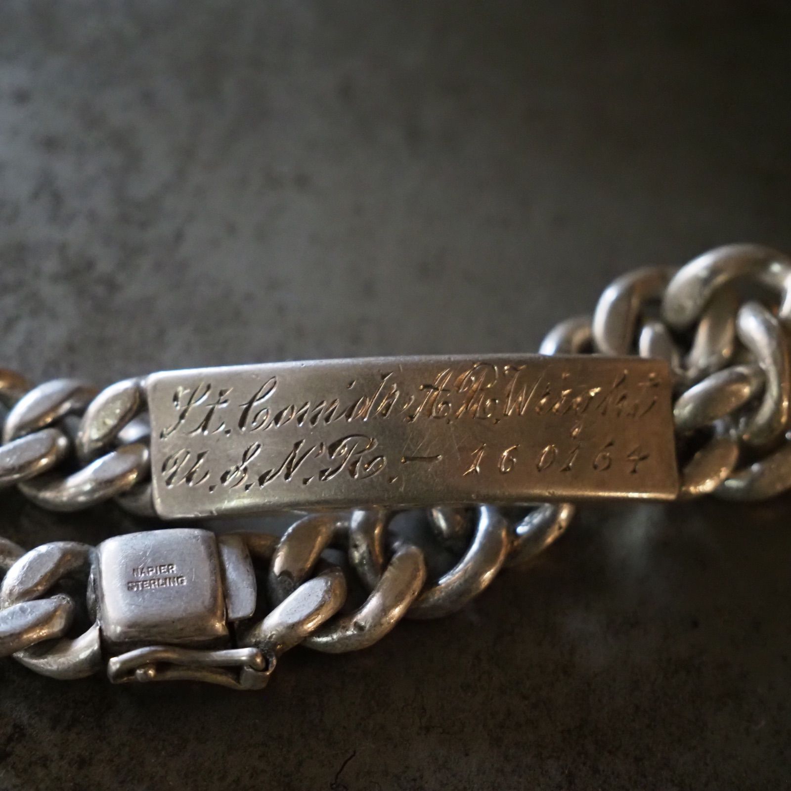 40's U.S.N.R ID Bracelet NAPIER Sterling Silver Military NAVY ID