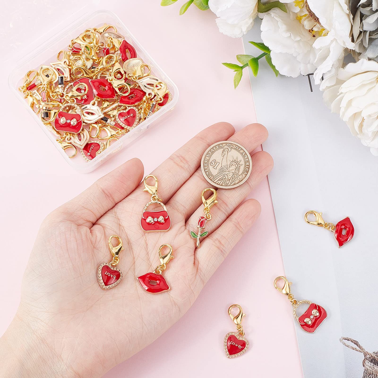 新品 SUNNYCLUE 1箱50個 ランダム色 バレンタインデー チャーム ハート