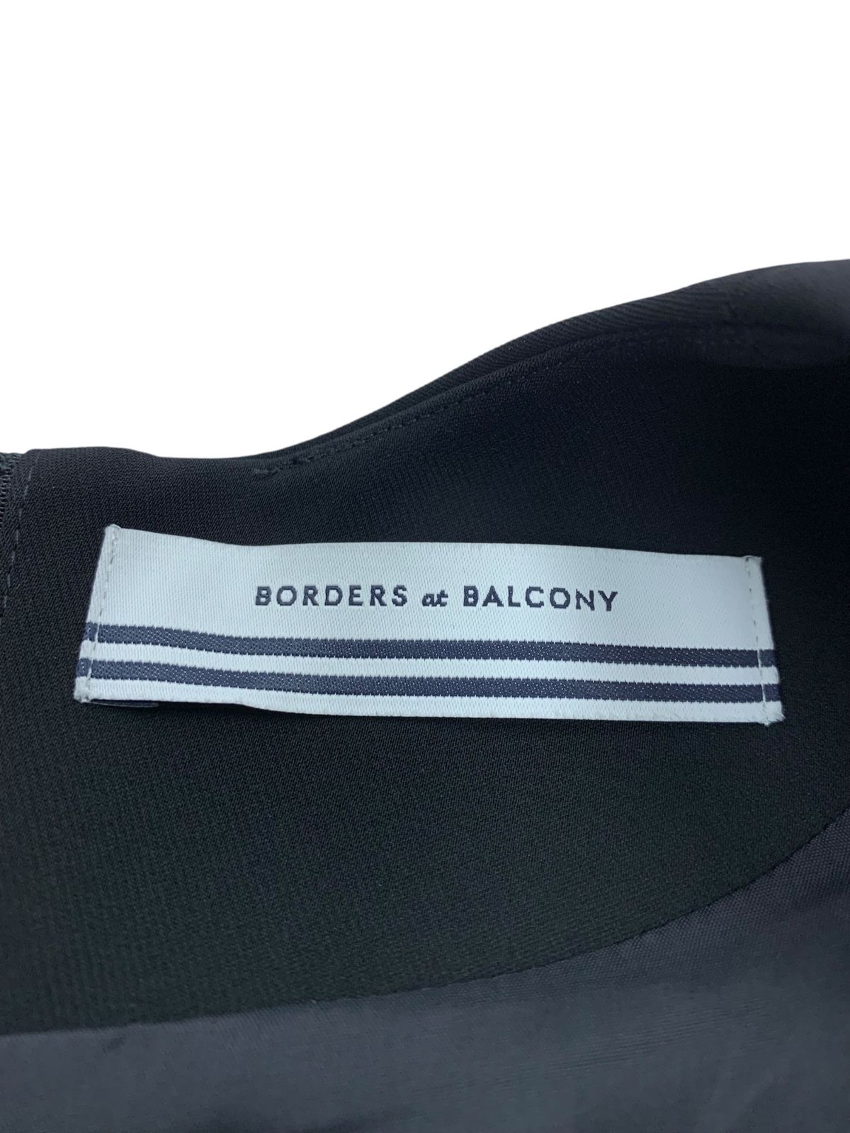  ボーダーズアットバルコニー BD 2211 3 E 03 マーメードワンピース 38 ブラック パールボタン パフスリーブ ノースリーブ ひざ丈ワンピース