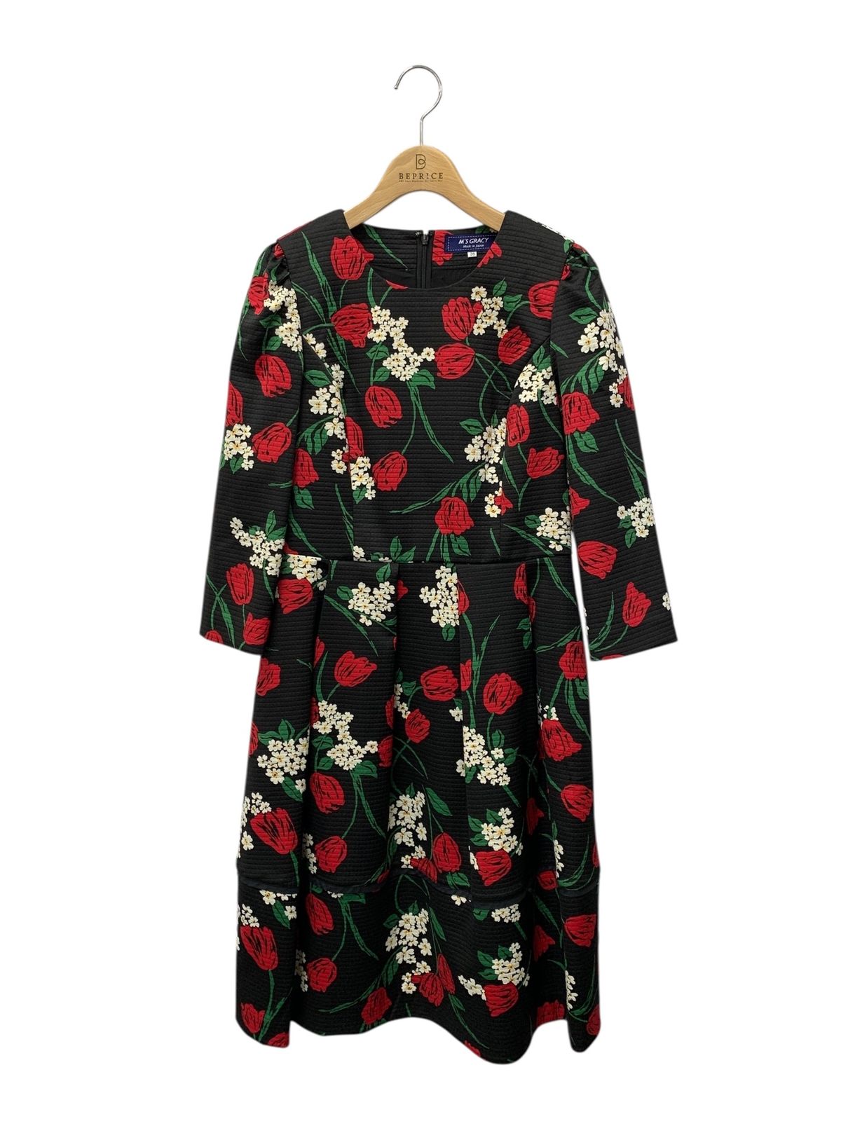 エムズグレイシー Tulip - Queen Anne s Lace Flower Dress 911559 ワンピース 38 ブラック