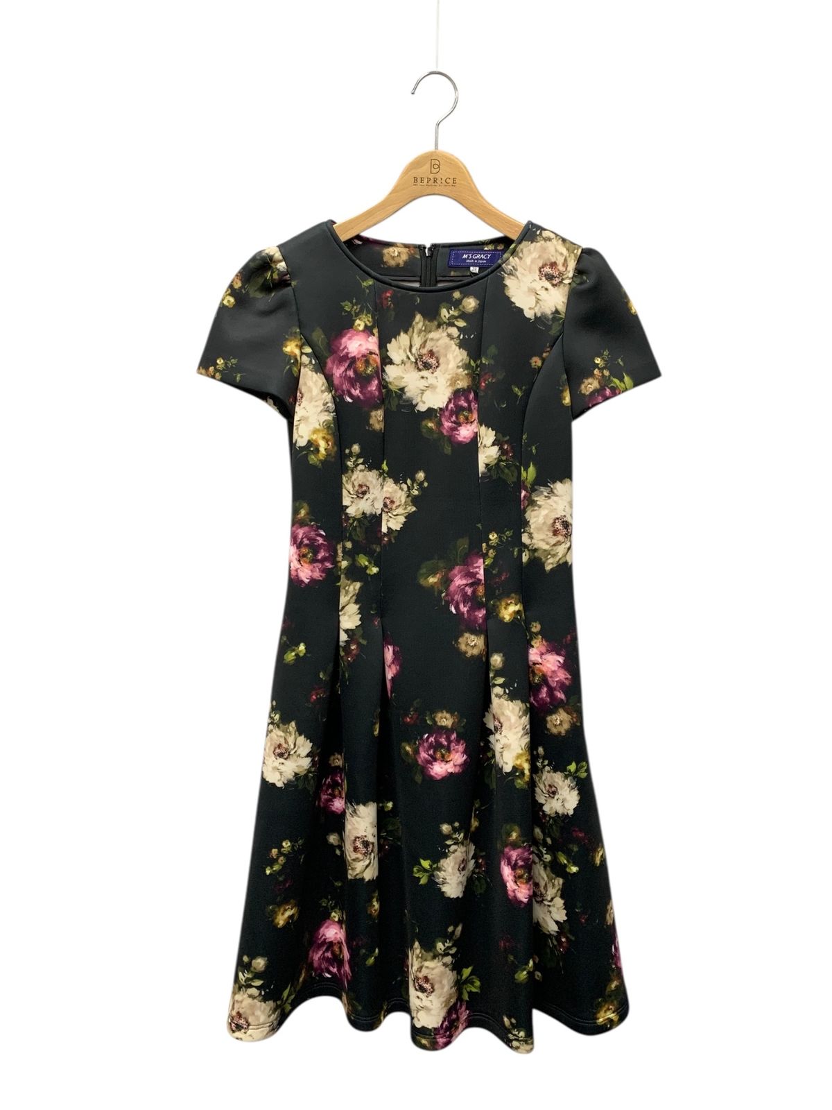 エムズグレイシー インクジェットフラワープリントドレス 111501 ワンピース 38 ブラック