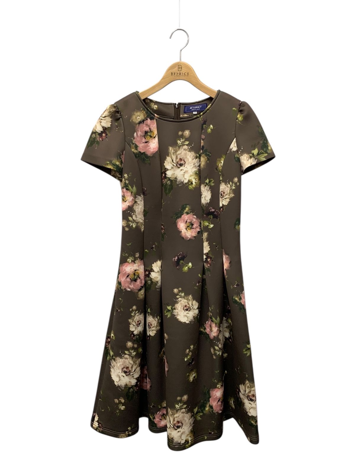 エムズグレイシー インクジェットフラワープリントドレス 111501 ワンピース 38 ブラウン