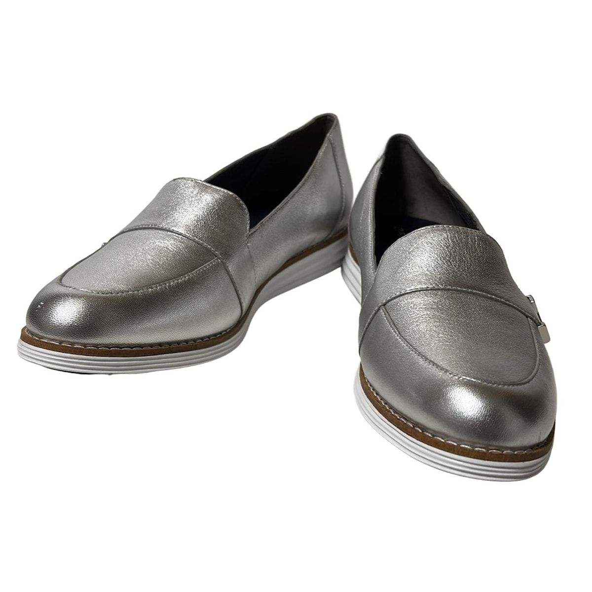 COLE HAAN コールハーン スリッポン レディース - シルバー ORIGINALGRAND レザー