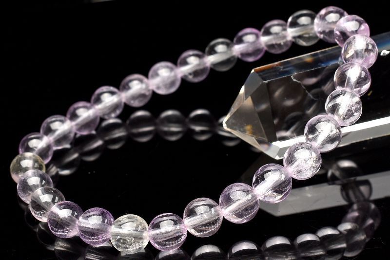 1点物】AAA+透明無垢 クンツァイト 7mm ブレスレット パワーストーン