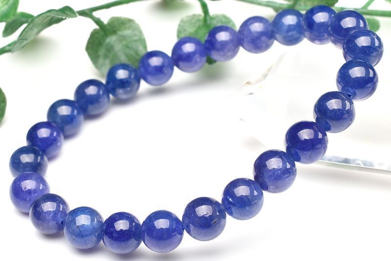 １点物 AA 群青色の結晶 タンザナイト 7.5 mm ブレスレット パワーストーン 天然石 _U 8260