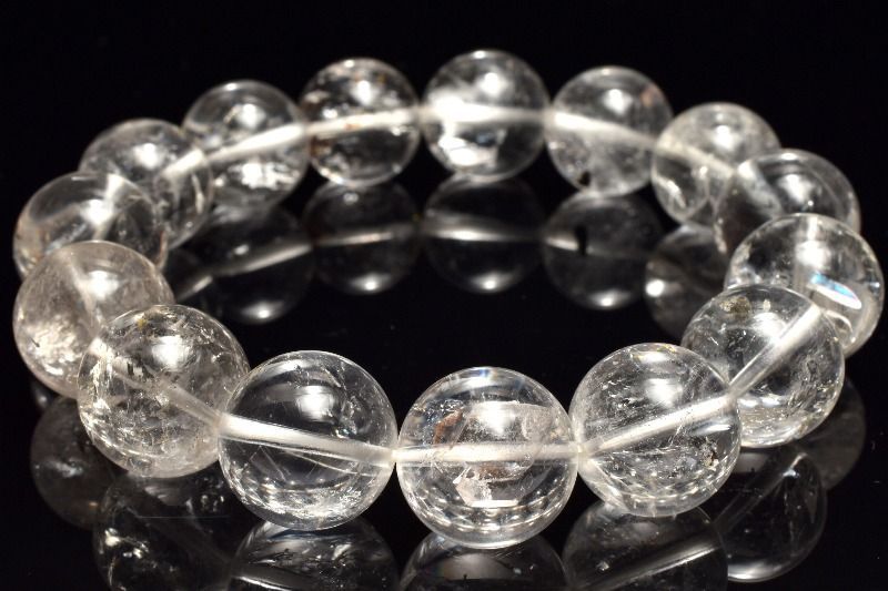  １点物 数量 クォーツインクォーツ 貫入水晶 13.5-14.5 mm ブレスレット パワーストーン 天然石 _MC 1991 ブレスレット バングル アクセサリー
