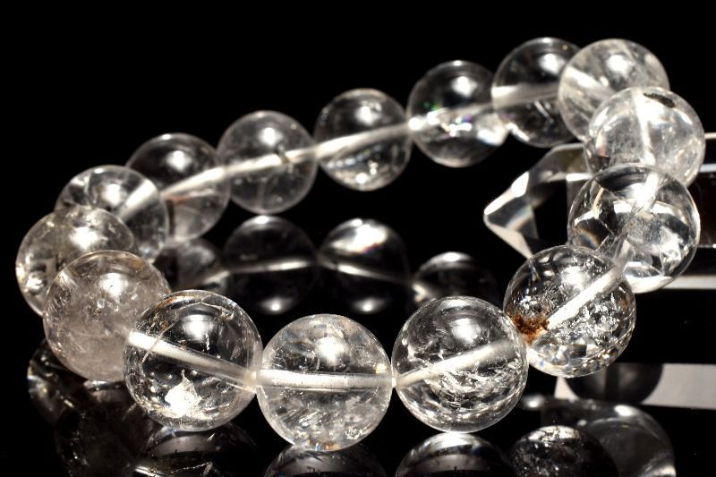 １点物 数量 クォーツインクォーツ 貫入水晶 13.5-14.5 mm ブレスレット パワーストーン 天然石 _MC 1991