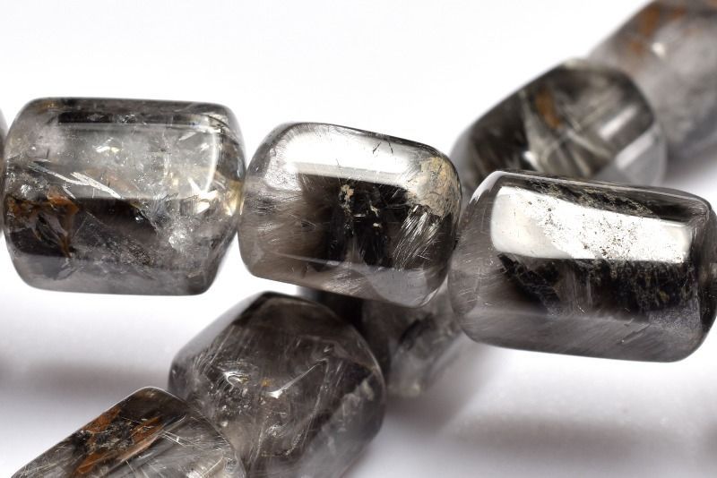 １点物 AA 形状 プラチナタイチンルチルクォーツ 6.5-9.5 x 6-7 mm チューブカット ブレスレット パワーストーン 天然石 _MC 2091