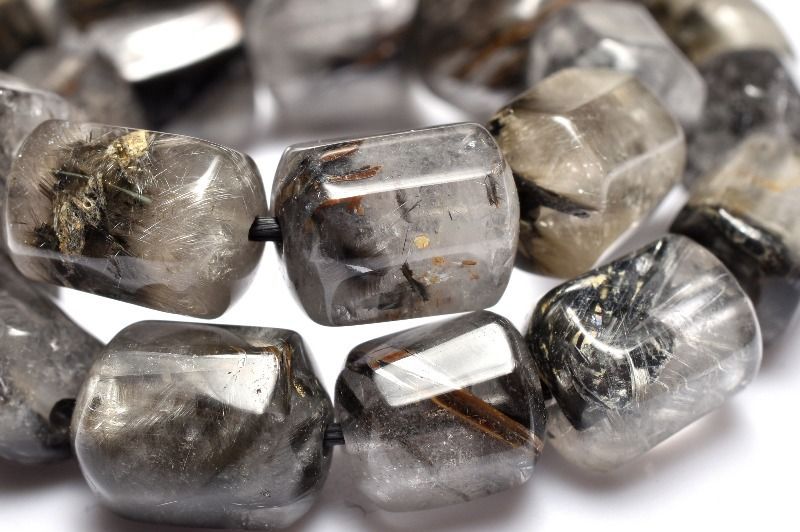 １点物 AA 形状 プラチナタイチンルチルクォーツ 6.5-9.5 x 6-7 mm チューブカット ブレスレット パワーストーン 天然石 _MC 2091