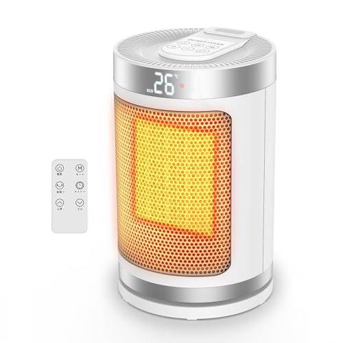 セラミックヒーター 小型 ファンヒーター 足元 電気ヒーター 首振り 2秒速暖 3段階切替 電気ストーブ 暖房器具 省エネ タイマー機能 過熱保護 転倒自動停止 日本語取扱説明書 ホワイトse