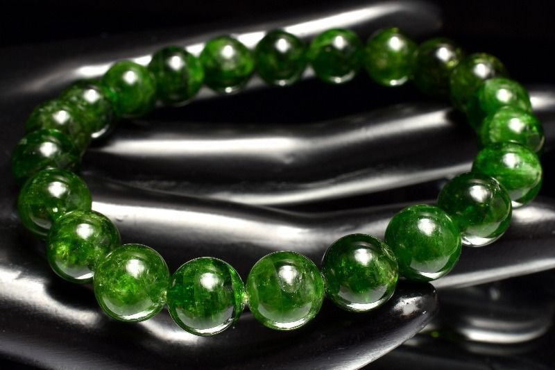 【１点物】高品質◇鮮やかグリーン ダイオプサイト 9mm ブレスレット パワーストーン 天然石 _MC2034