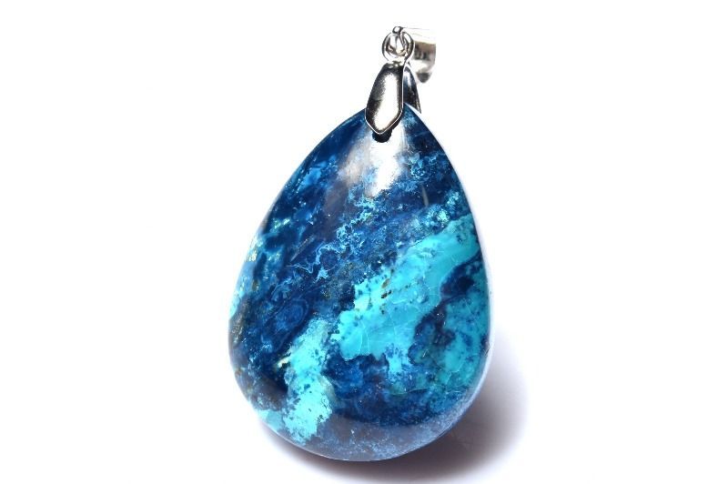 1点物】シルバー925◇高発色 アズライト(藍銅鉱) 27x20mm ドロップ