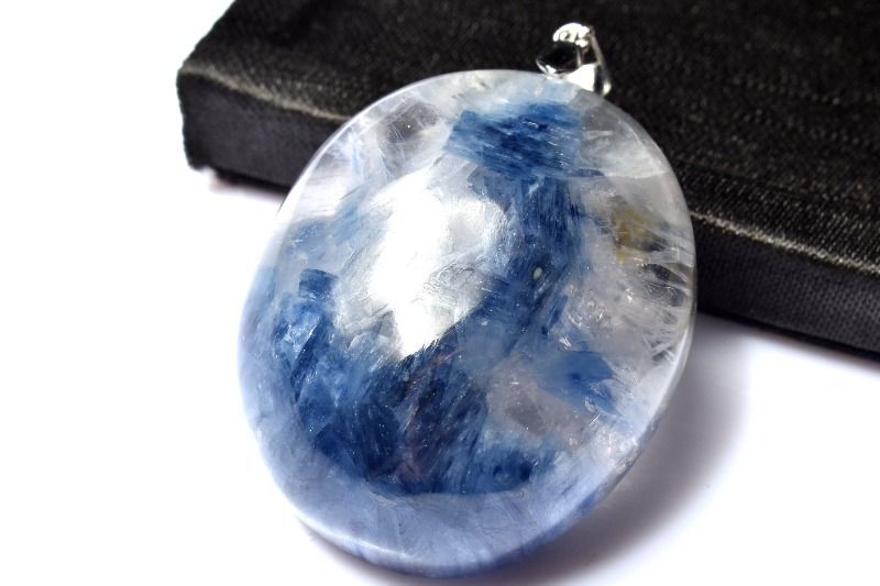  １点物 シルバー925 天然無着色 カイヤナイトシリカ 34 x 28 mm オーバル ペンダントトップ パワーストーン 天然石 _PC 7744 ネックレス ペンダント アクセサリー