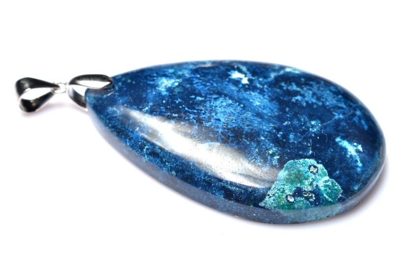 1点物】シルバー925◇高発色 アズライト(藍銅鉱) 41x28mm ドロップ
