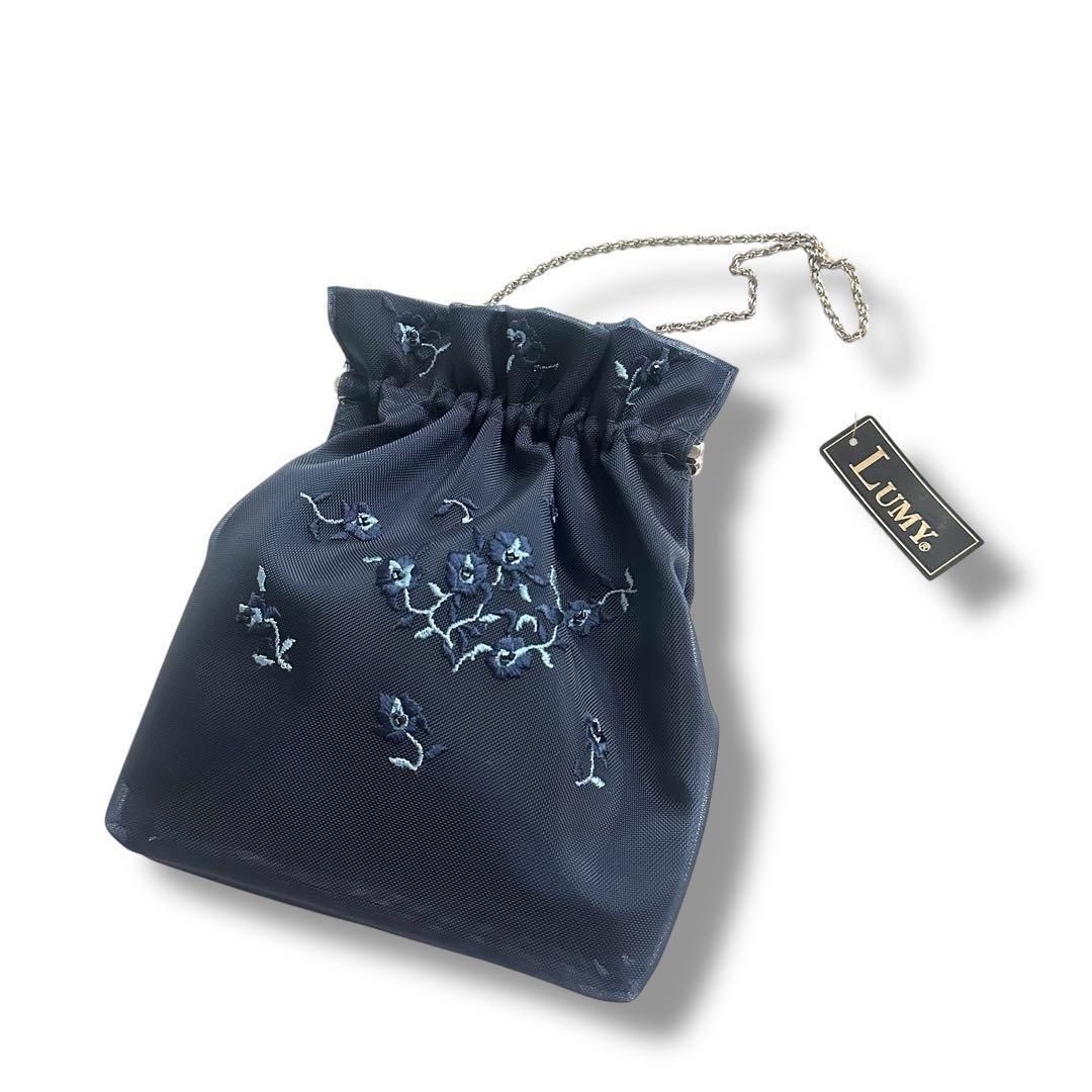 新品 ルミー はしもと 皇室御用達 がま口 メッシュ ビーズ 刺繍 バッグ