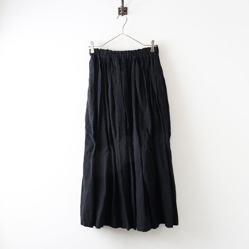 イチ アンティークス ノアール Antiquites noir LIMITED リネンギャザースカート ブラック┃黒 麻