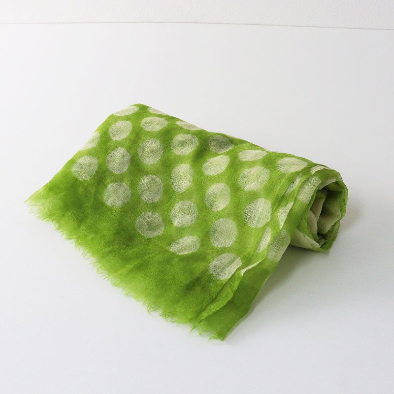 ドーサ dosa 大判 ドット ストール ｜ライトグリーン マフラー