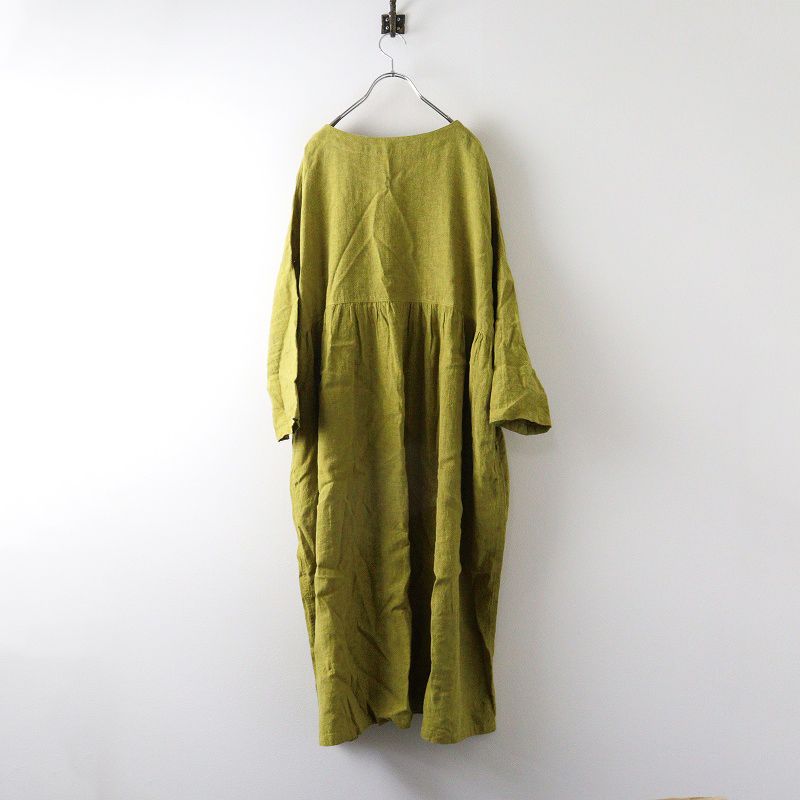 イチ アンティークス ichi Antiquités コットン リネン ノー ギャザー ワンピース イエロー トップス