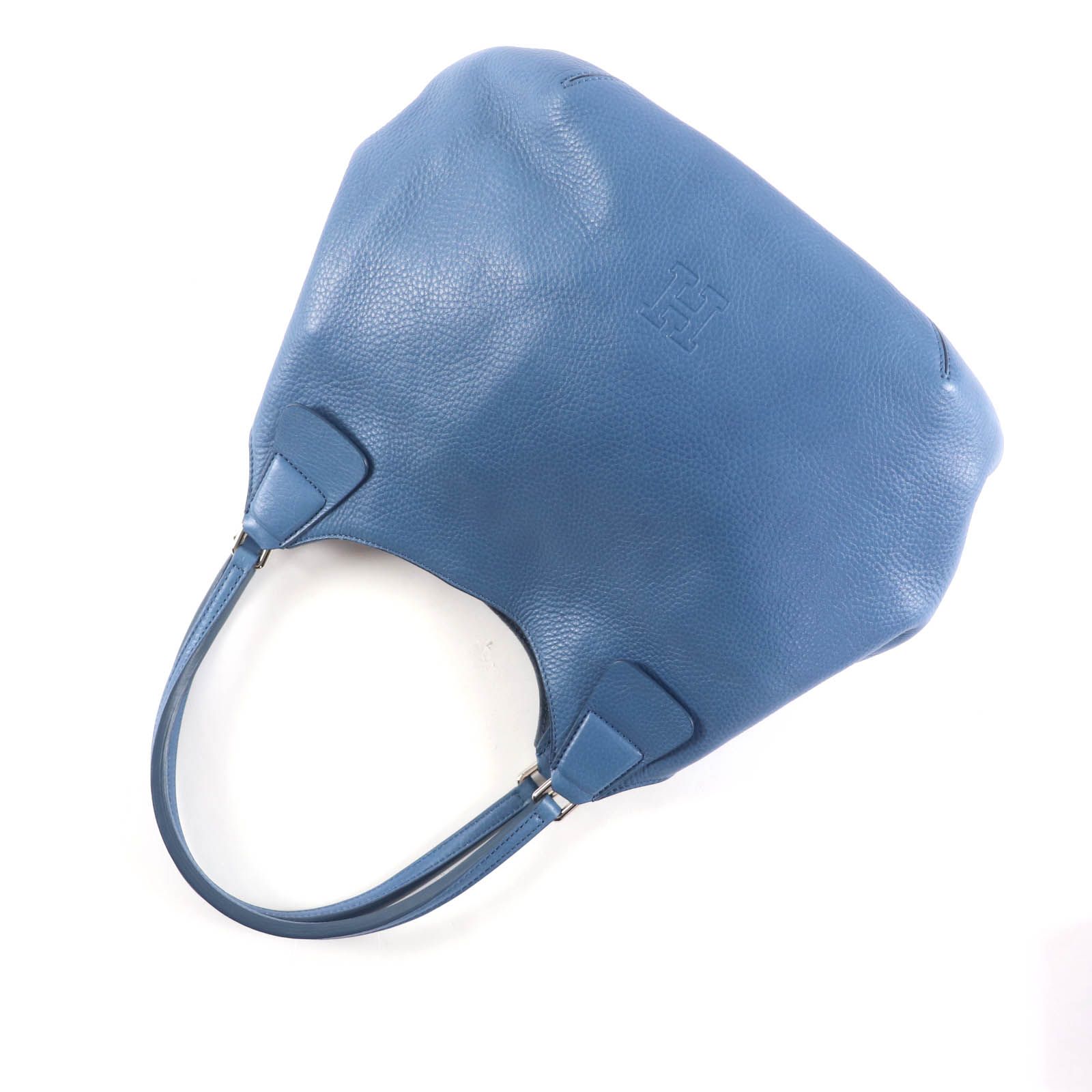 HIROFU オールレザー 円形 ケース ブルー ほぼ未使用 美品☆HIROFU