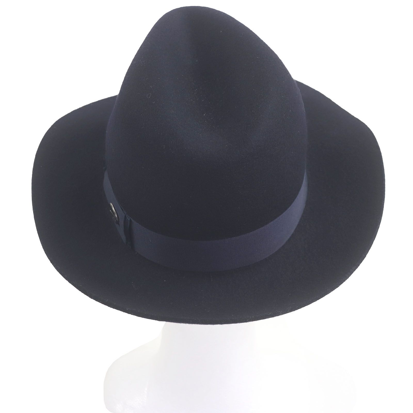 美品□Borsalino ボルサリーノ ウール100% リボン付き フェルトハット