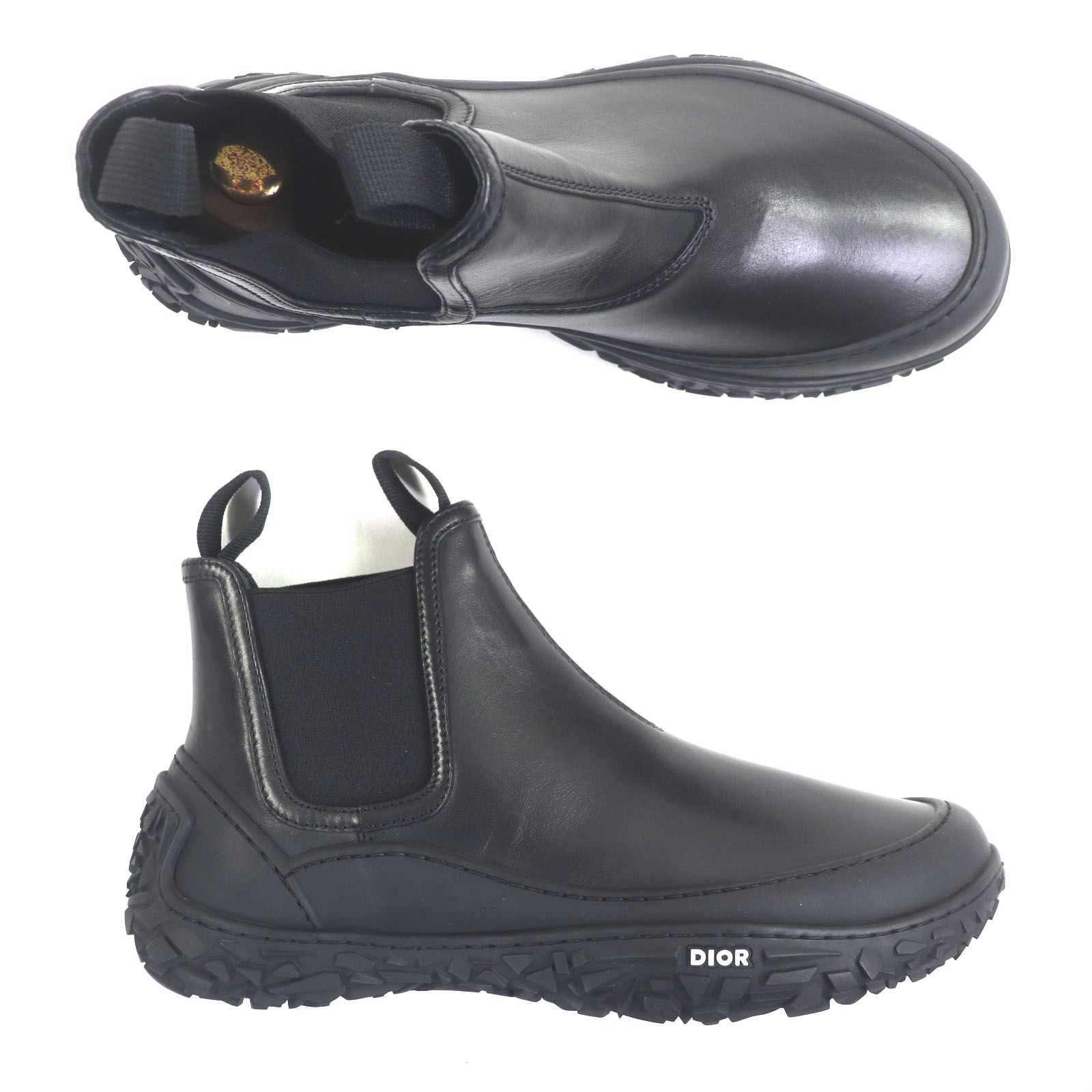 極美品▽DIOR ディオール オム B28 レザー ロゴ付き ハイトップ