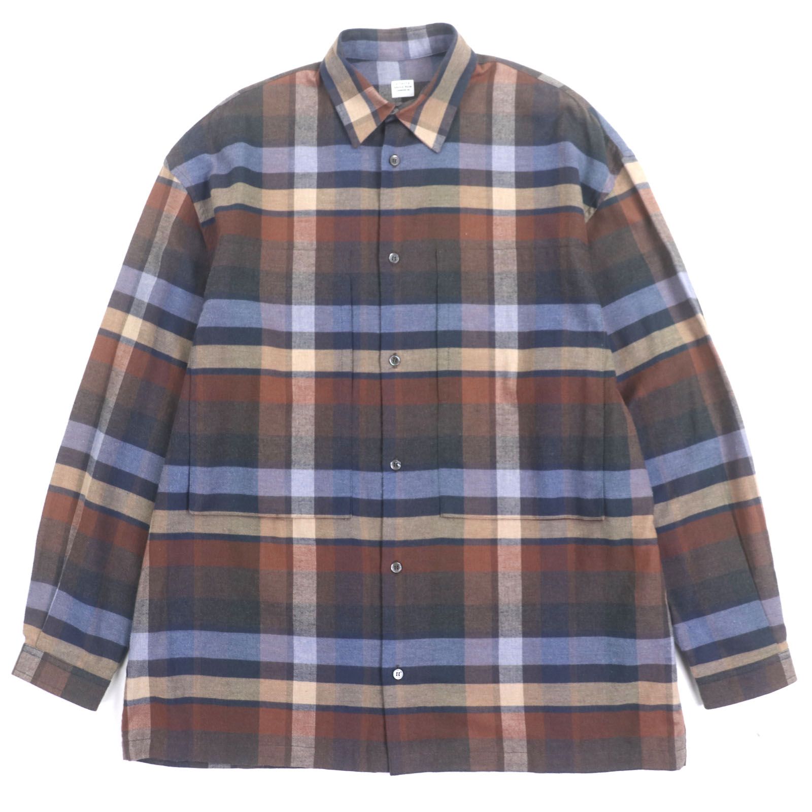 極美品▼E.TAUTZ イートウツ LINEMAN SHIRT NV コットン100% チェック柄 ロングスリーブ 長袖シャツ ブラウン ネイビー XS 正規品 メンズ 極美品▽E.TAUTZ イートウツ LINEMAN ストア SHIRT NV コットン100