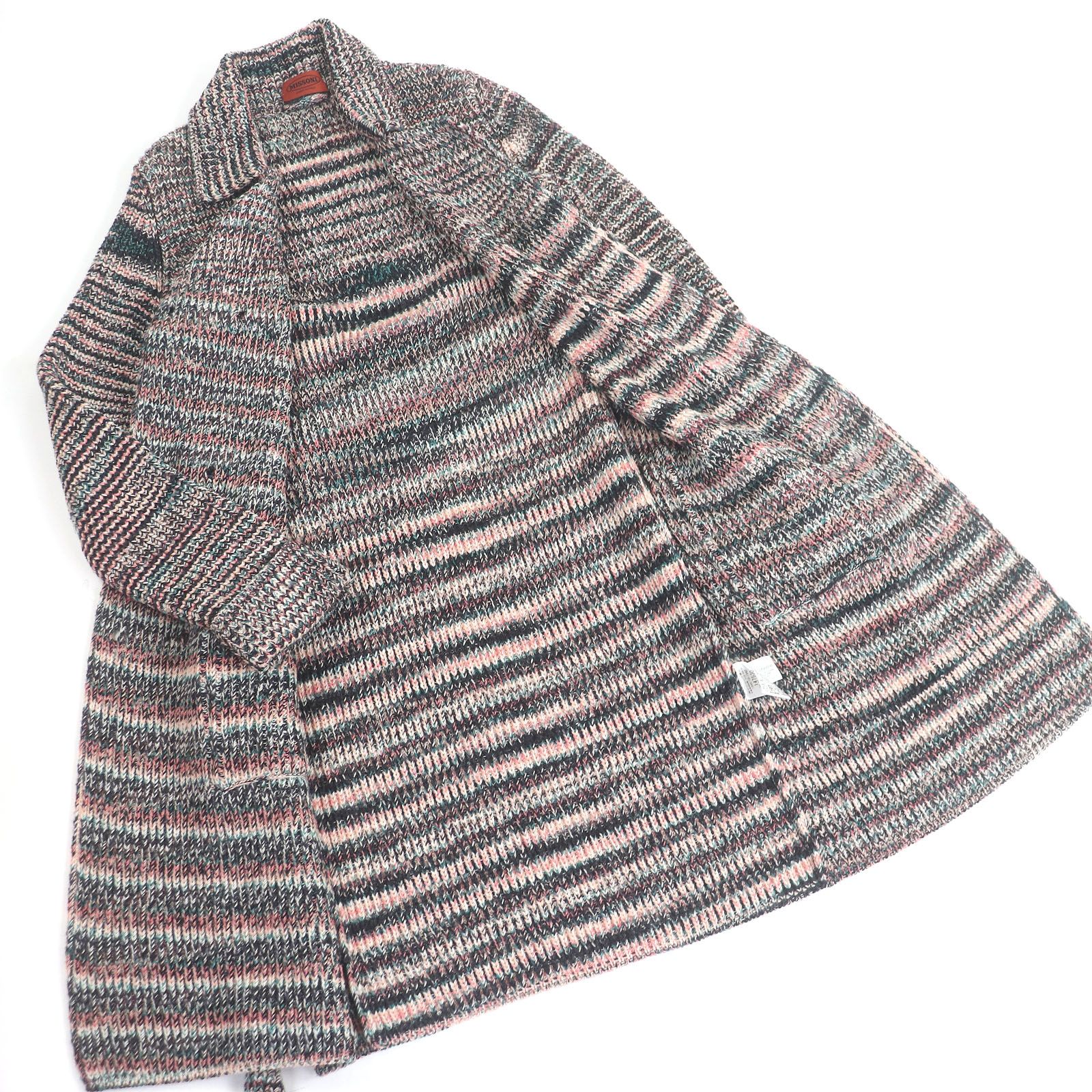 極美品□Missoni ミッソーニ ウール100％ ベルテッド ニットコート