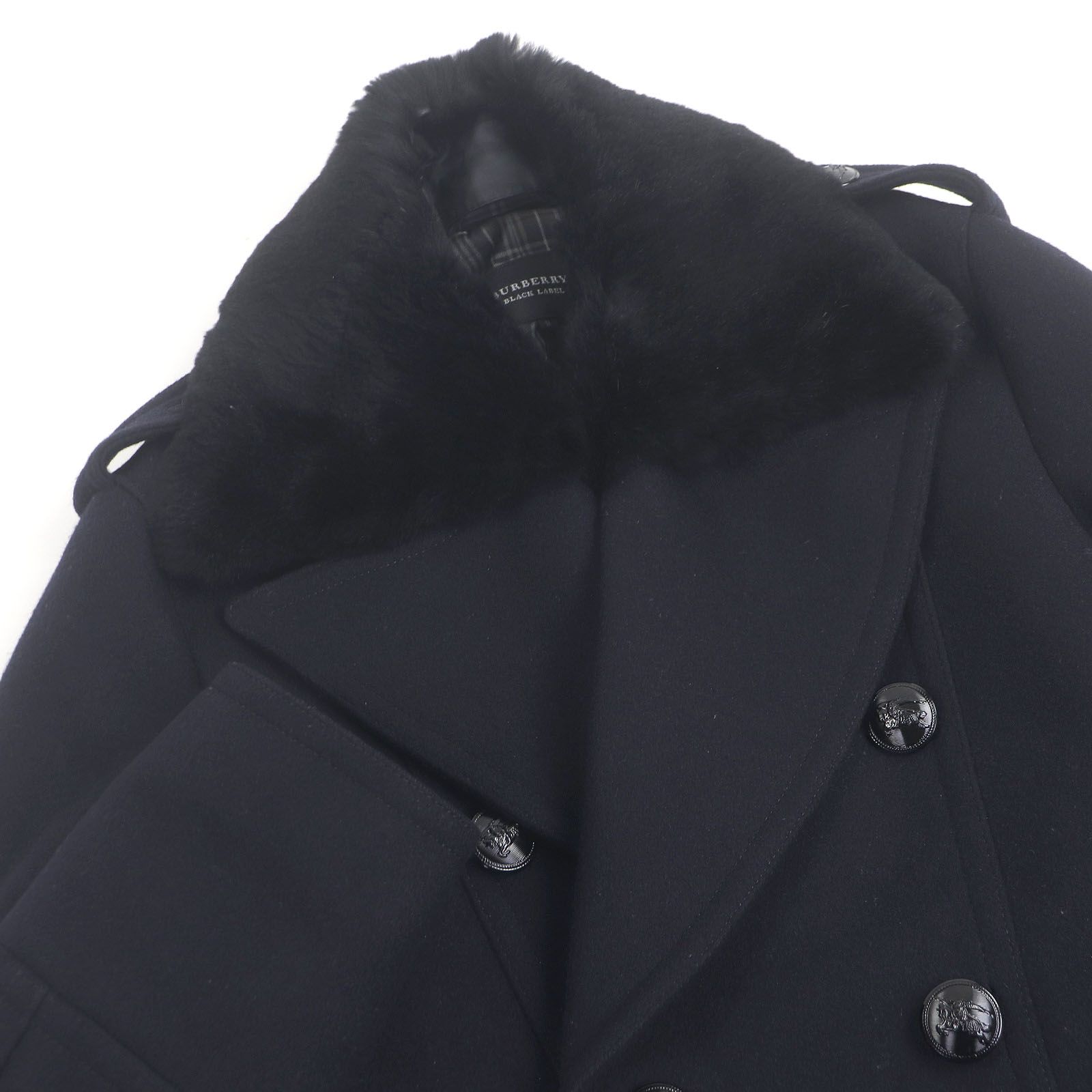 美品□BURBERRY BLACK LABEL バーバリーブラックレーベル 襟ラビット