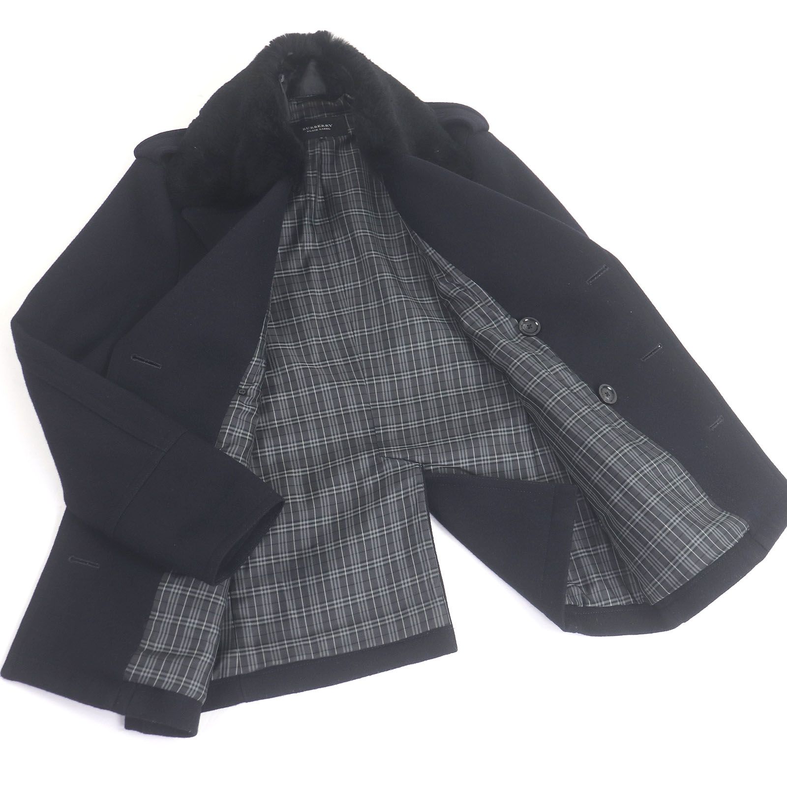 美品□BURBERRY BLACK LABEL バーバリーブラックレーベル 襟ラビット