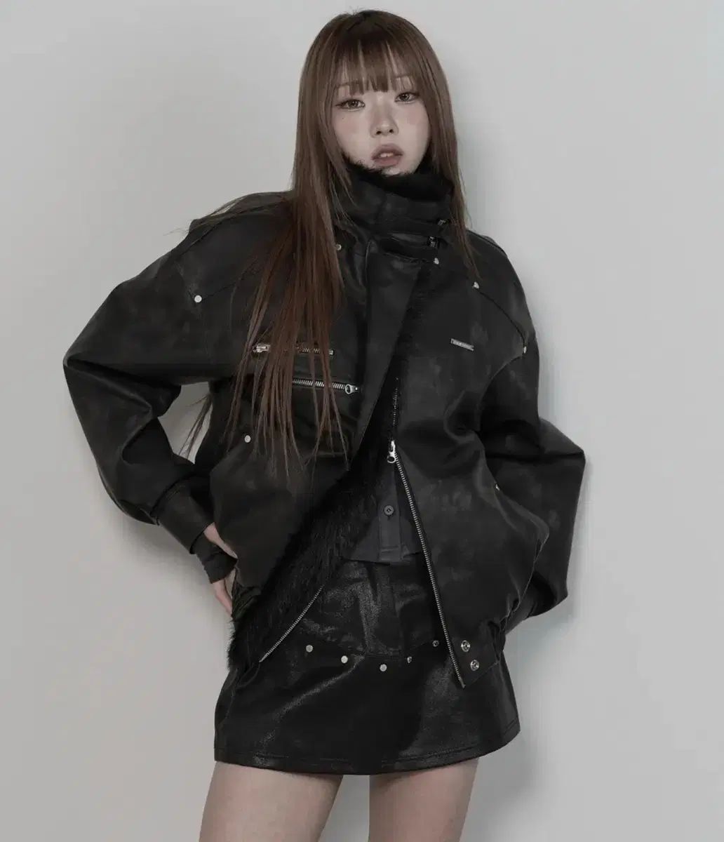 エトオソメ PIGMENT ピグメント ムートン ファー アウター ブラック