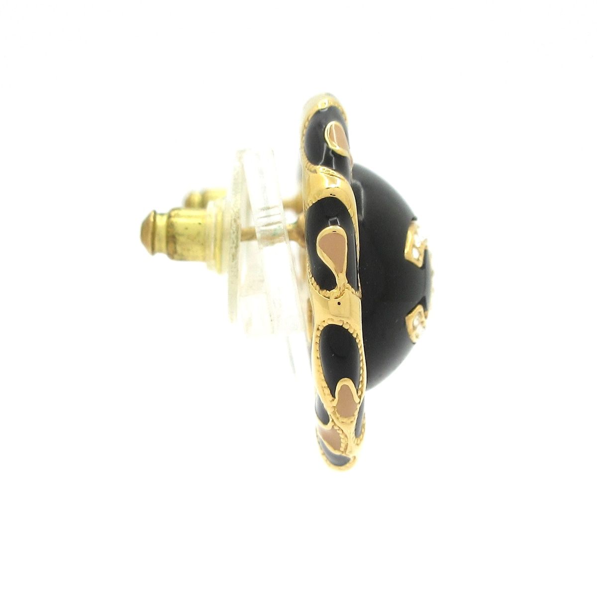 CHANEL シャネル ピアス 黒 ゴールド クリア ココマーク