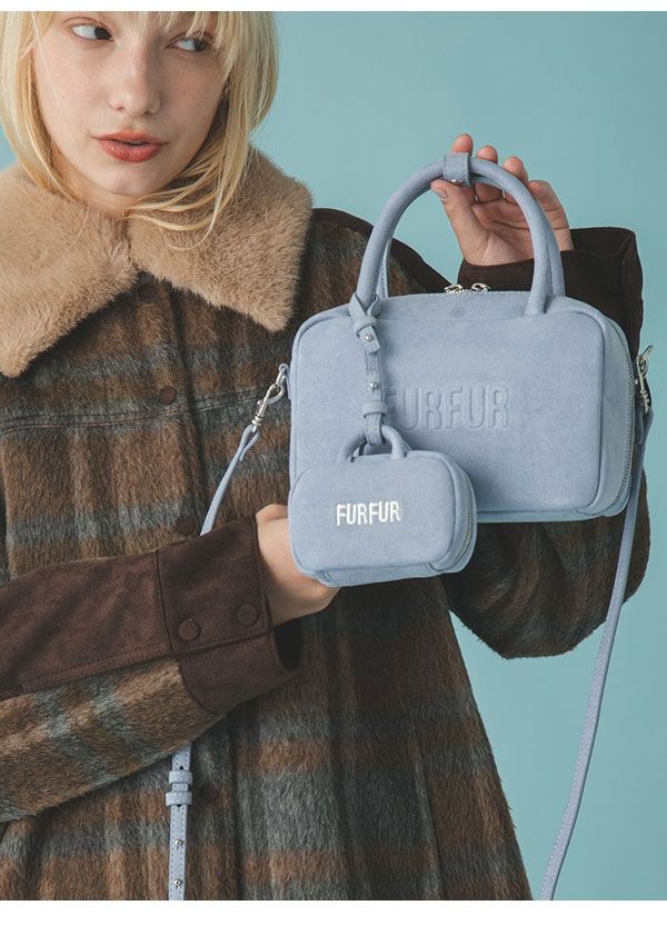 ムータ 配色ファーボストンバック 即納】 ファーファー FURFUR バッグ 25秋冬 バリエーションスクエア