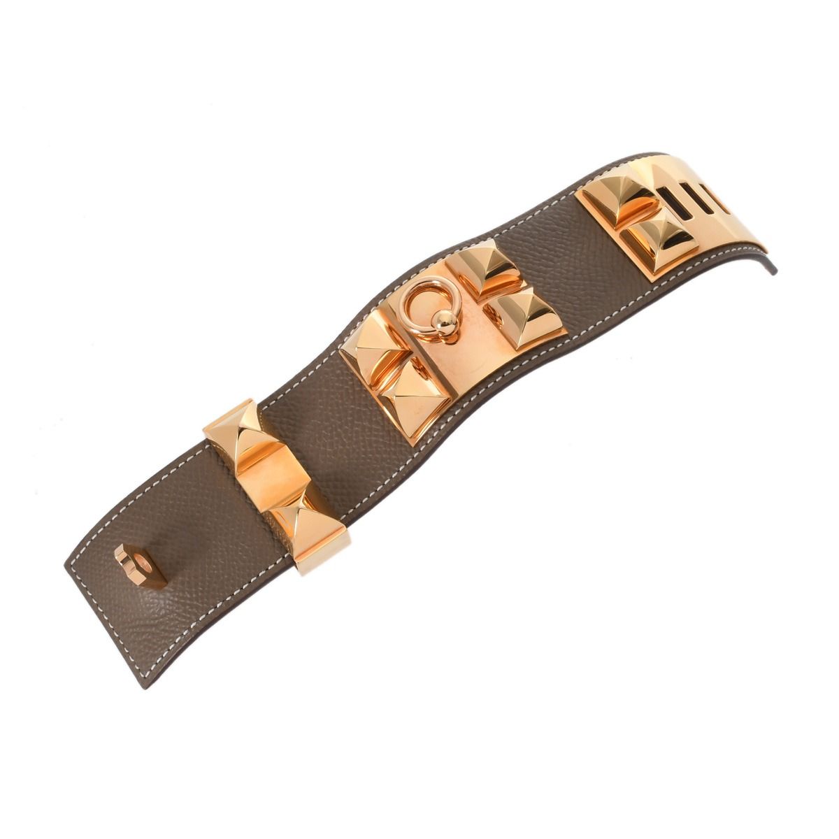 エルメス HERMES コリエドシアン ブレスレット ヴォーエプソン ゴールド エルメス コリエドシアン エトゥープ ゴールド金具 Z刻印(2021年頃