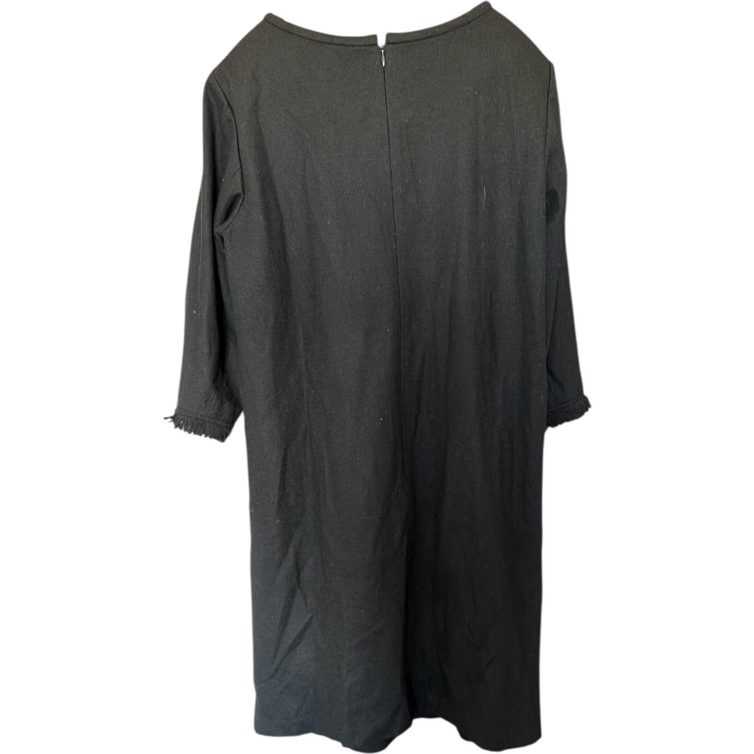 Z1660 アマカ AMACA 七分袖 膝丈 ワンピース 40 黒 ブラック ミニ