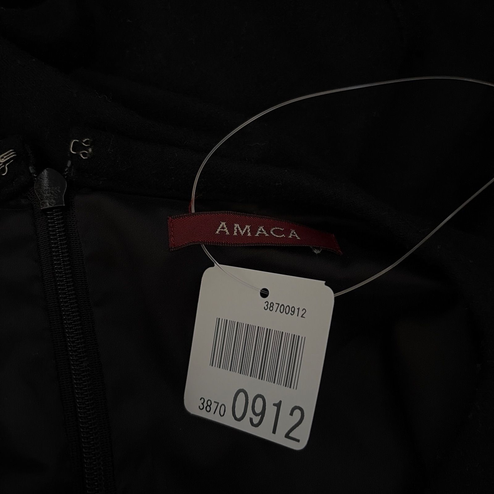 Z1660 アマカ AMACA 七分袖 膝丈 ワンピース 40 黒 ブラック ミニ