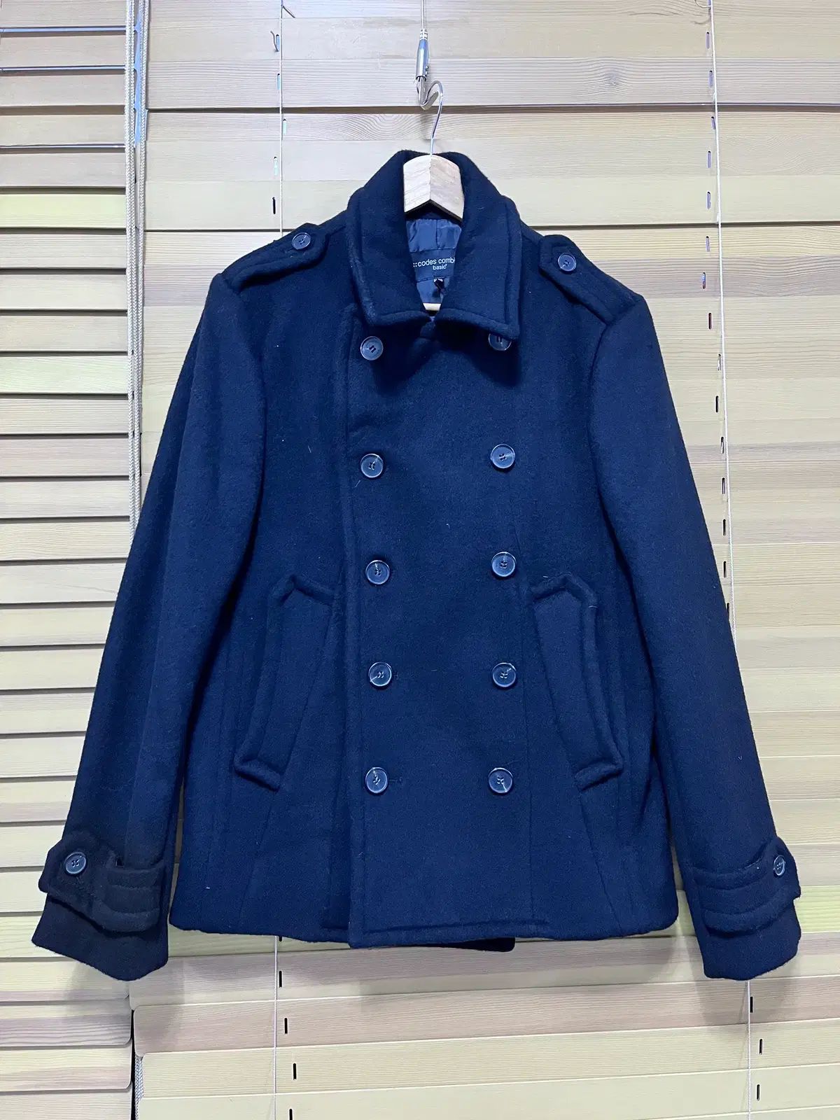 コデスコンバイン メンズ ブラックウール ハーフコート