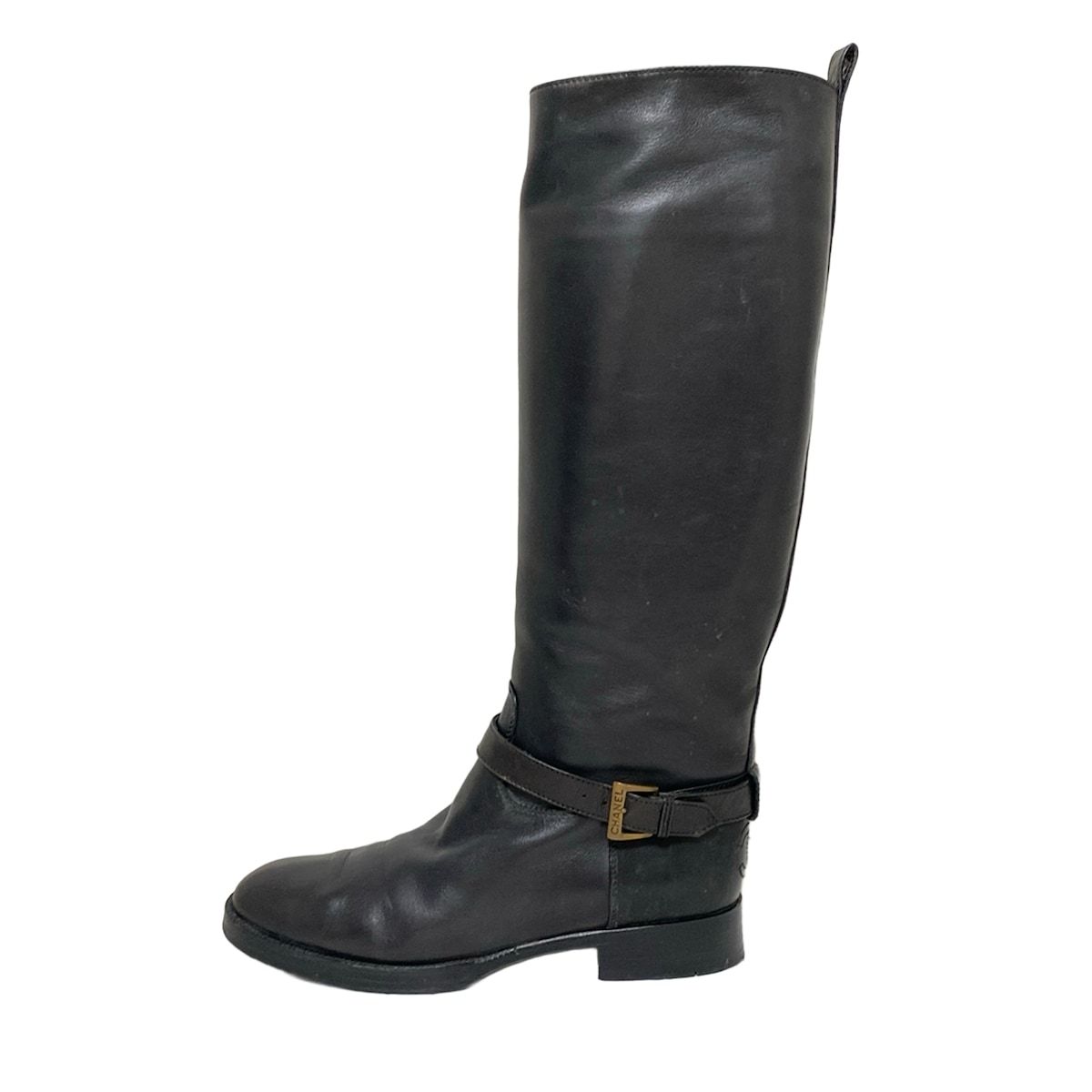 CHANEL(シャネル) ロングブーツ 38 レディース - 黒 ゴールド金具/ココ
