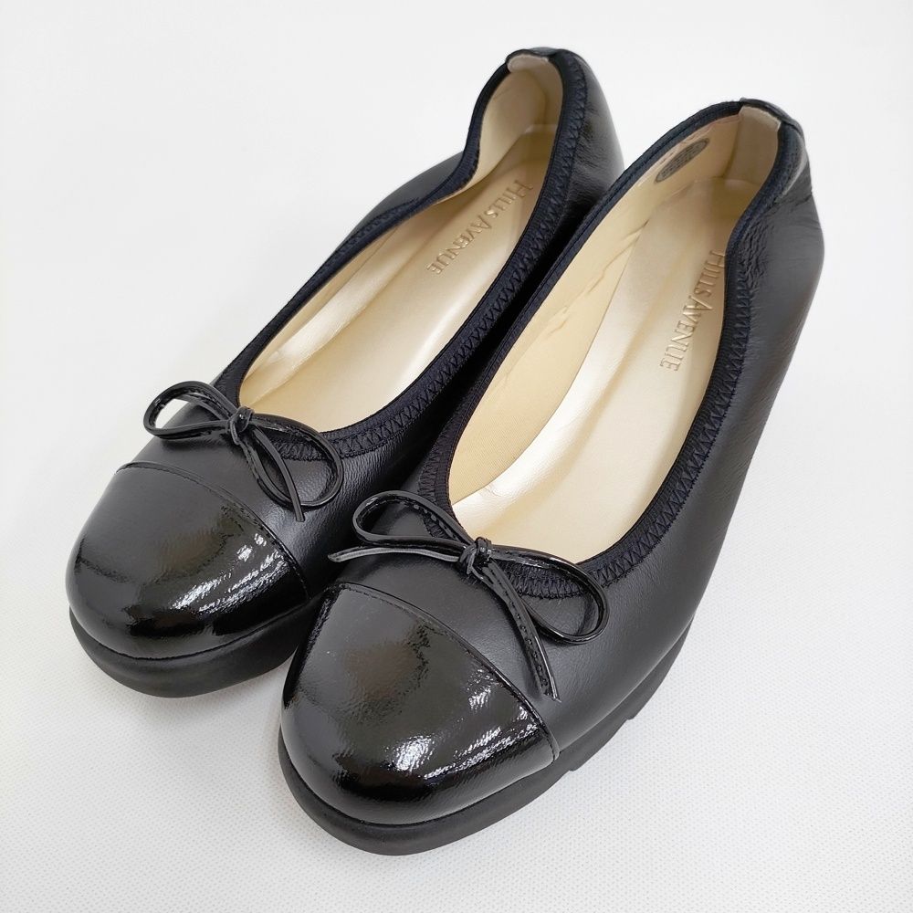 HILLS AVENUE プチリボントゥキャップパンプス ウェーブソール サイズ23.0 パンプス ブラック レディース ヒルズアヴェニュー 5-1121 G